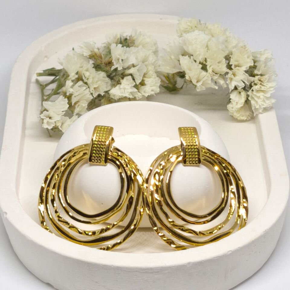 PASLANMAZ ÇELİK  GOLD RENKLİ HALKA KÜPE