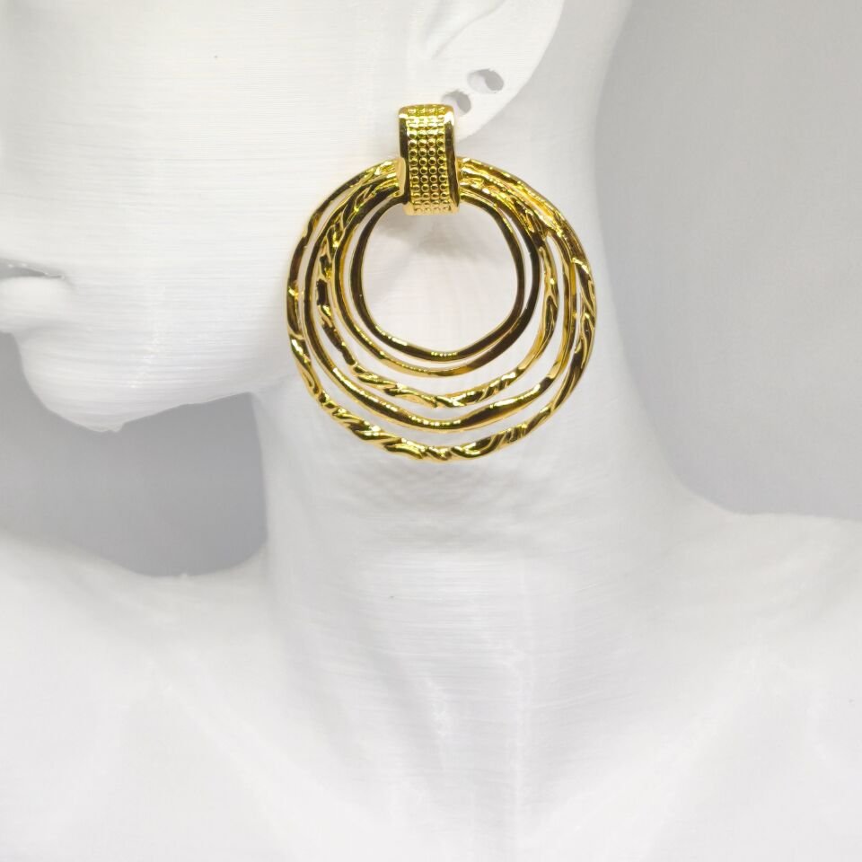 PASLANMAZ ÇELİK  GOLD RENKLİ HALKA KÜPE