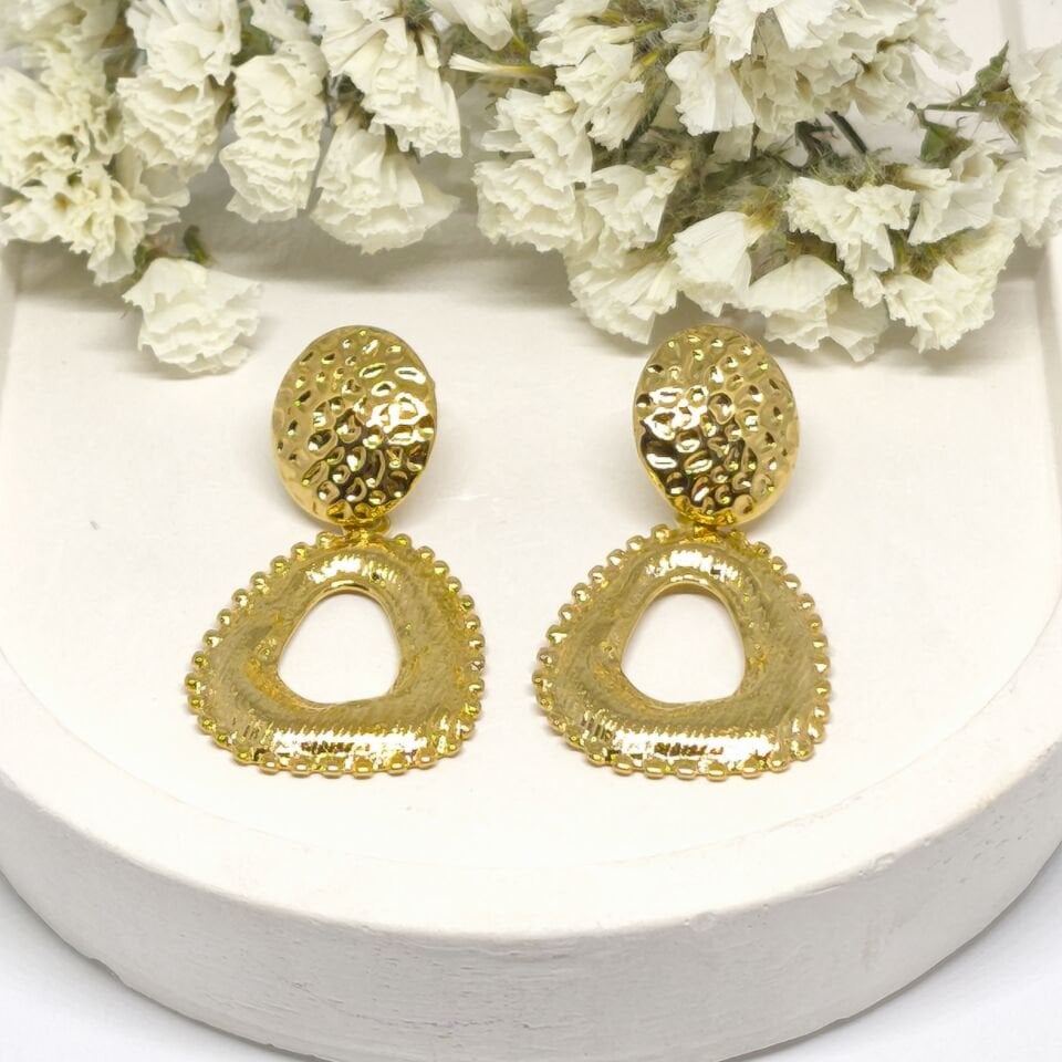 PASLANMAZ ÇELİK  GOLD RENKLİ OVAL HALKA KÜPE