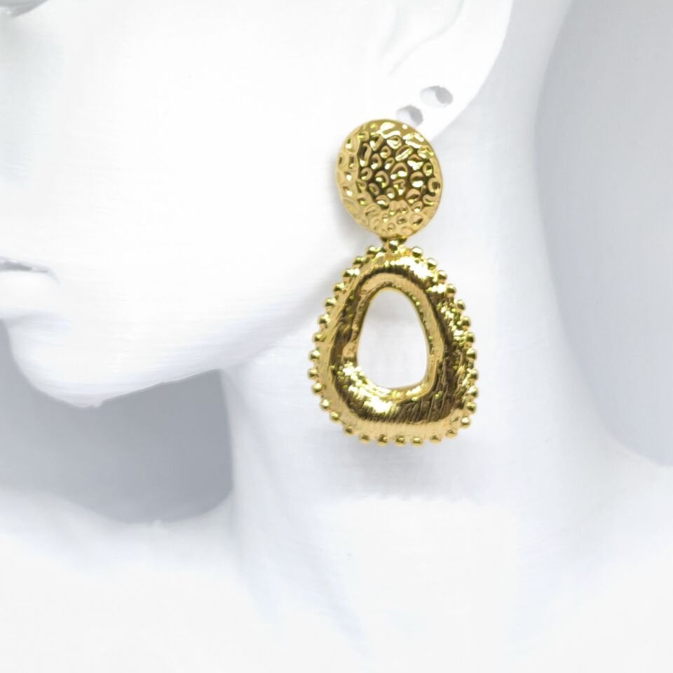 PASLANMAZ ÇELİK  GOLD RENKLİ OVAL HALKA KÜPE