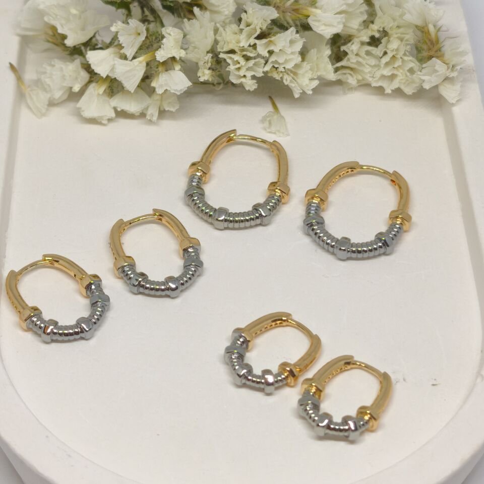 PASLANMAZ ÇELİK  GOLD-SILVER -2 RENKLİ HALKA KÜPE