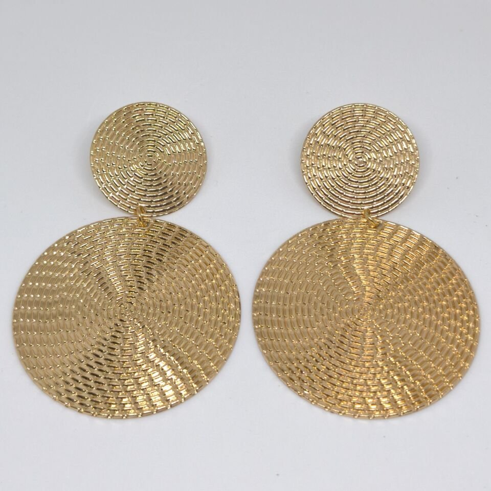 YUVARLAK ALTIN KAPLAMA  DOKULU GOLD KÜPE