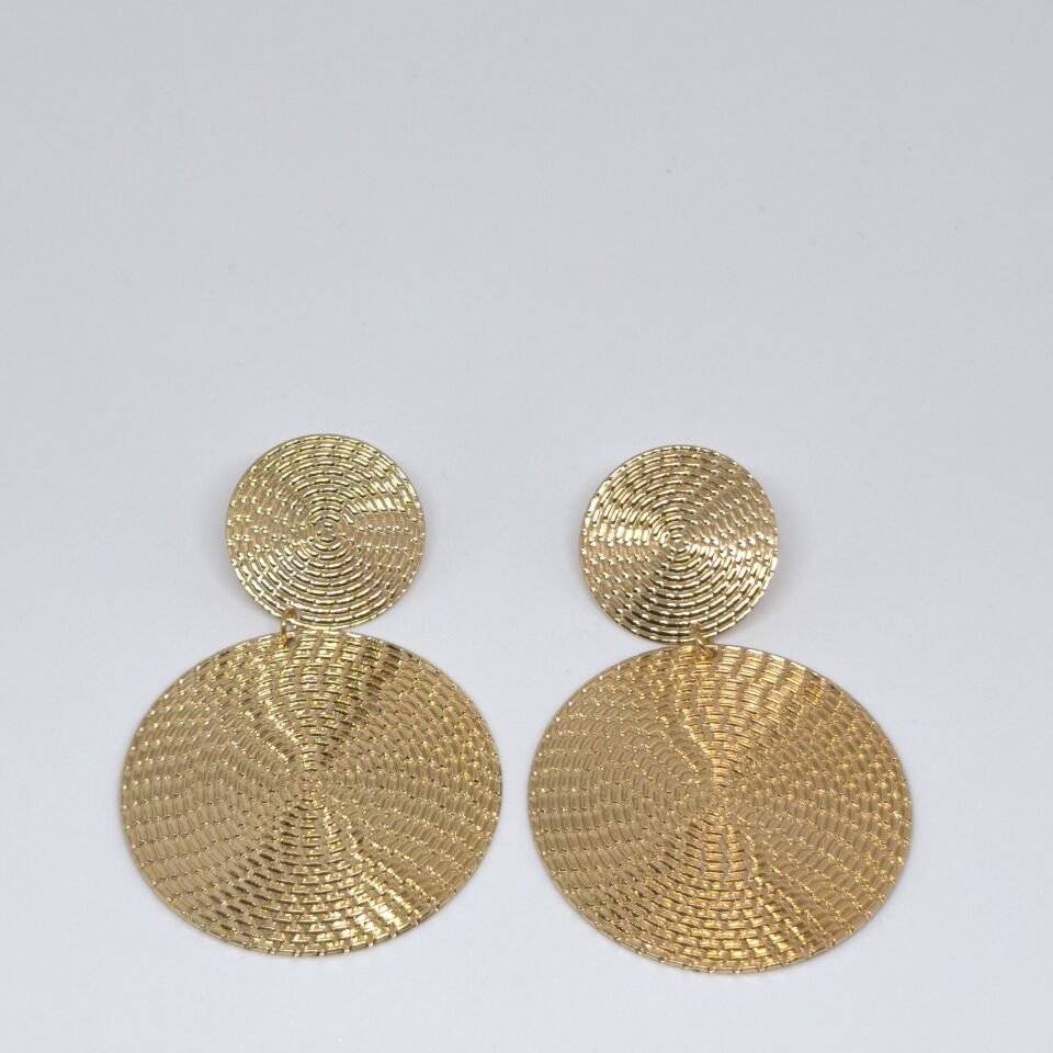 YUVARLAK ALTIN KAPLAMA  DOKULU GOLD KÜPE