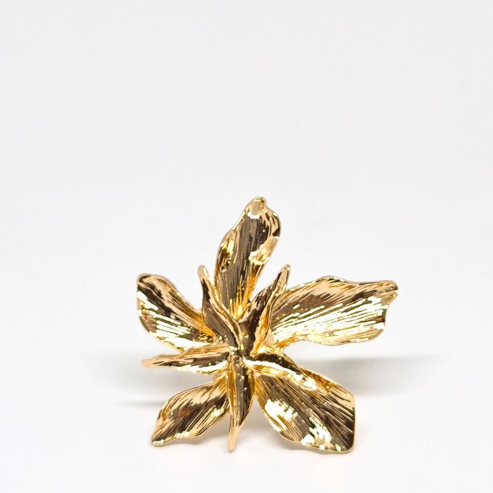 AYARLANABİLİR ZARİF GOLD ÇİÇEK YÜZÜK