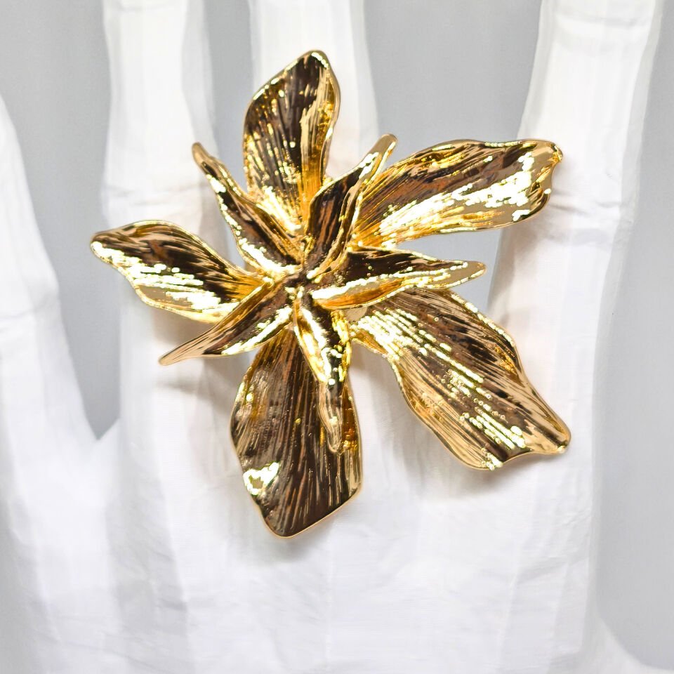 AYARLANABİLİR ZARİF GOLD ÇİÇEK YÜZÜK