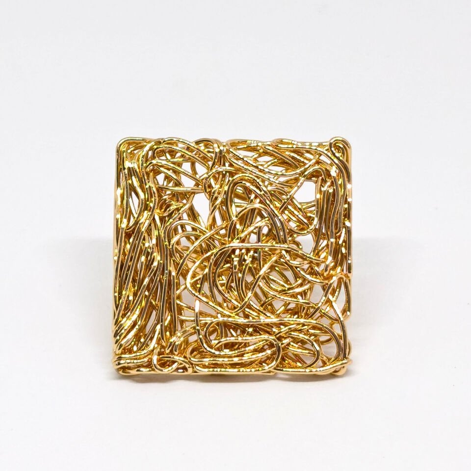 AYARLANABİLİR KARE GOLD  YÜZÜK