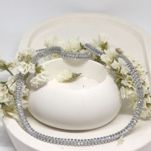 ELEGANT PASLANMAZ ÇELİK  BAGET TAŞLI SU YOLU  KOLYE