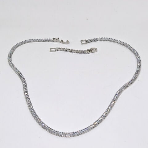 ELEGANT PASLANMAZ ÇELİK  BAGET TAŞLI SU YOLU  KOLYE