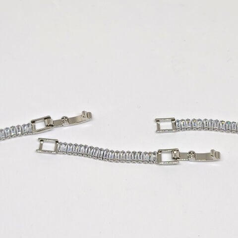 ELEGANT PASLANMAZ ÇELİK  BAGET TAŞLI SU YOLU  KOLYE