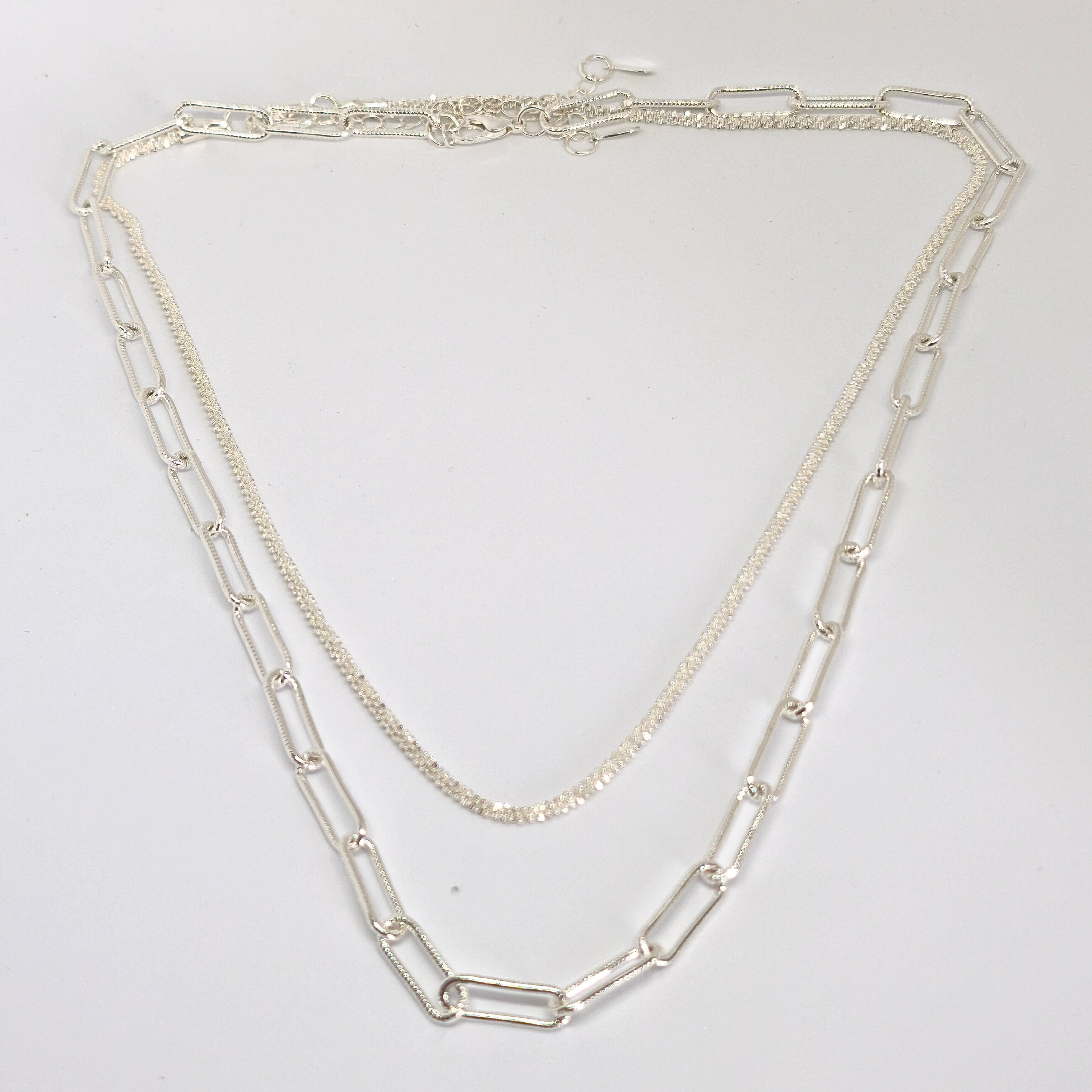 925 AYAR GÜMÜŞ 2 Lİ ZİNCİR KOLYE