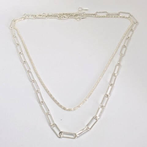 925 AYAR GÜMÜŞ 2 Lİ ZİNCİR KOLYE