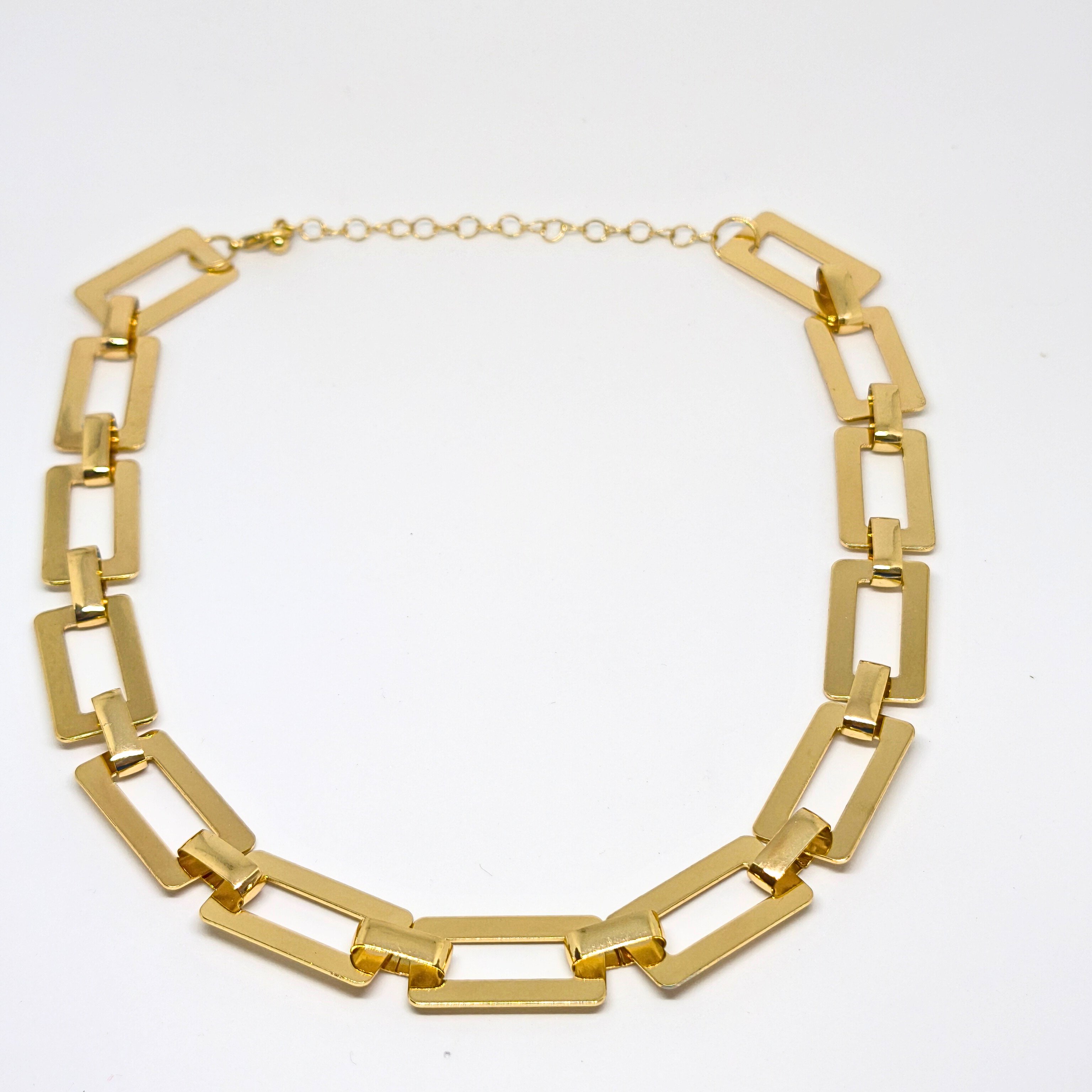 ELEGANT 14K ALTIN KAPLAMA DİKDÖRTGEN ŞEKİLLİ GOLD KOLYE