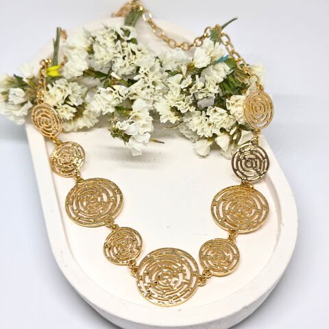 ÖRÜMCEK AĞI DESENLİ GOLD KOLYE