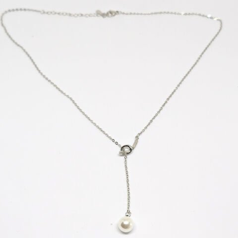 ELEGANT 925 AYAR GÜMÜŞ , Y ŞEKLİNDE İNCİLİ ZARİF KOLYE