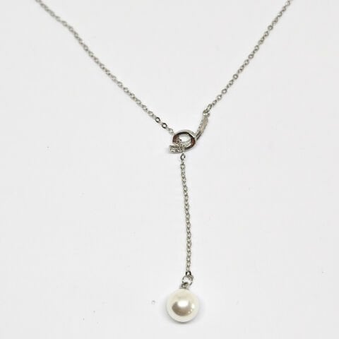 ELEGANT 925 AYAR GÜMÜŞ , Y ŞEKLİNDE İNCİLİ ZARİF KOLYE