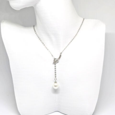 ELEGANT 925 AYAR GÜMÜŞ , Y ŞEKLİNDE İNCİLİ ZARİF KOLYE