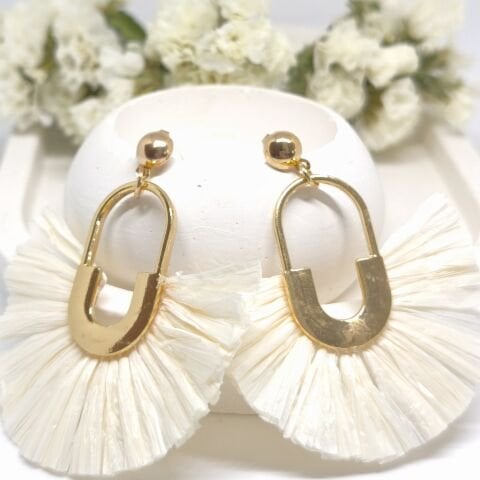 BOHEM PASLANMAZ ÇELİK ,RATTAN PÜSKÜLLÜ BOHEM KÜPE