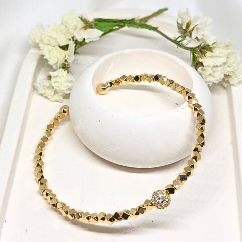PASLANMAZ ÇELİK TAŞLI TOPLU GOLD  BİLEKLİK