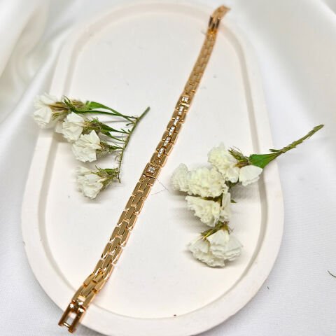 ELEGANT PASLANMAZ ÇELİK  TAŞLI   18K ROSE GOLD BİLEKLİK