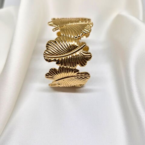 AVANGART ALTIN KAPLAMA YAPRAK TASARIM GOLD BİLEKLİK
