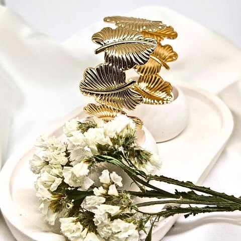 AVANGART ALTIN KAPLAMA YAPRAK TASARIM GOLD BİLEKLİK