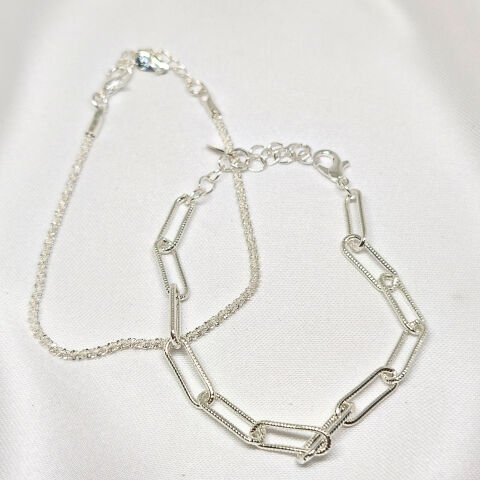 925 AYAR GÜMÜŞ 2 Lİ ZİNCİR BİLEKLİK