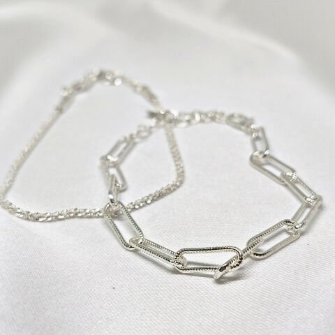 925 AYAR GÜMÜŞ 2 Lİ ZİNCİR BİLEKLİK