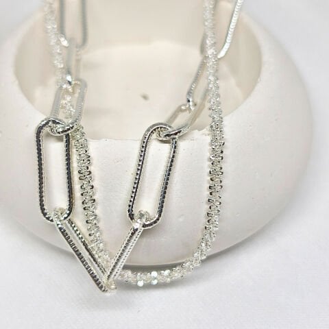 925 AYAR GÜMÜŞ 2 Lİ ZİNCİR BİLEKLİK