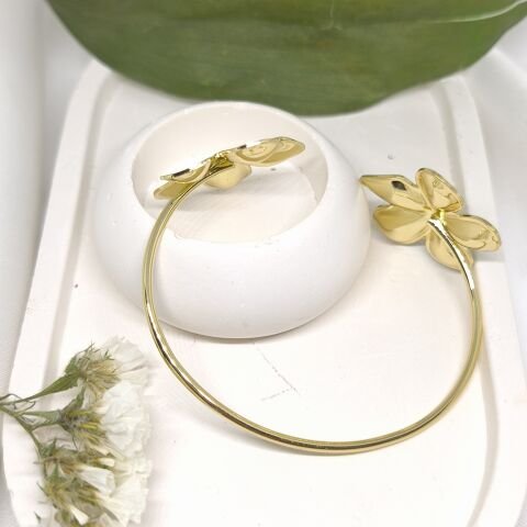 BOHEM ÇİÇEKLİ  GOLD AÇIK BİLEKLİK