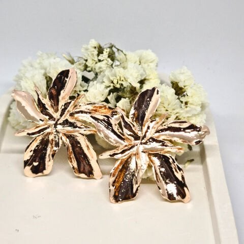 ELEGANT  ROSE GOLD YAPRAK  ÇİÇEK KÜPE