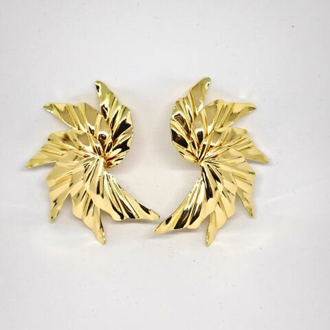 18K ALTIN KAPLAMA  SPİRALLİ YAPRAK  KÜPE