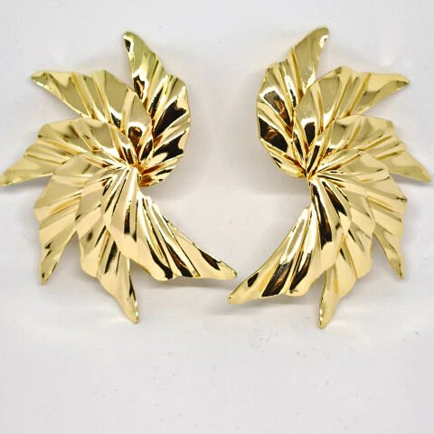 18K ALTIN KAPLAMA  SPİRALLİ YAPRAK  KÜPE