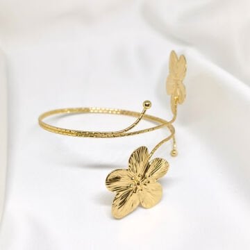 ZARİF  ŞIK ÇİÇEK DESENLİ AÇIK GOLD  KOL BİLEKLİĞİ