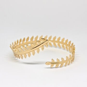 ZARİF  ŞIK YAPRAK  DESENLİ AÇIK GOLD  KOL BİLEKLİĞİ