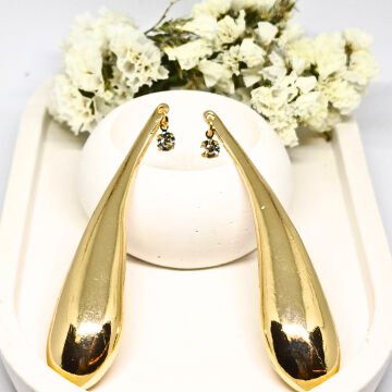 ELEGANT ALUMİNYUM ALAŞIMLI DAMLA UÇLU  GOLD KÜPE