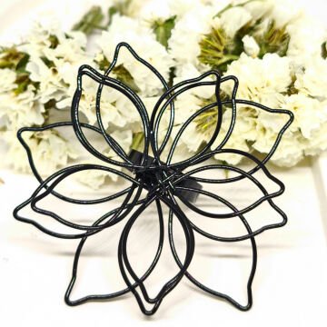 AYARLANABİLİR SİYAH AÇIK ÇİÇEK YÜZÜK