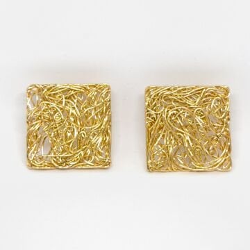 ELEGANT GEOMETRİK TASARIMLI KARE GOLD KÜPE
