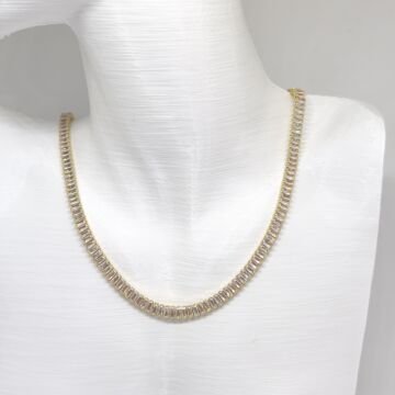 ELEGANT PASLANMAZ ÇELİK  BAGET TAŞLI SU YOLU GOLD  KOLYE