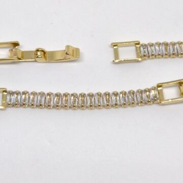 ELEGANT PASLANMAZ ÇELİK  BAGET TAŞLI SU YOLU GOLD  KOLYE