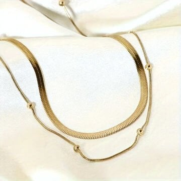 PASLANMAZ ÇELİK 2 Lİ ZİNCİR , GOLD KOLYE SETİ