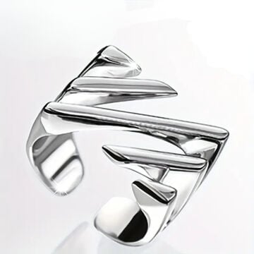 925 AYAR GÜMÜŞ AYARLANABİLİR  ÇİZGİLİ YÜZÜK