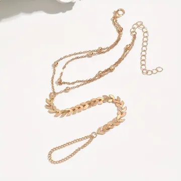 ALTIN KAPLAMA ÇİFT KATLI YAPRAK ŞEKİLLİ HALHAL