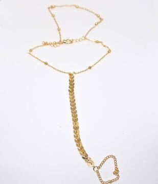 ALTIN KAPLAMA ÇİFT KATLI YAPRAK ŞEKİLLİ HALHAL