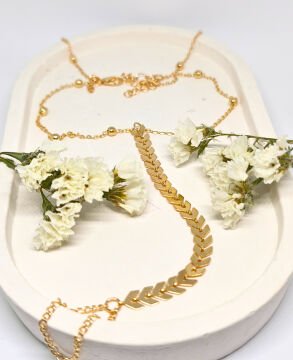 ALTIN KAPLAMA ÇİFT KATLI YAPRAK ŞEKİLLİ HALHAL