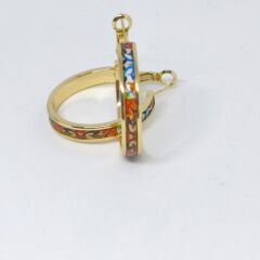 El Yapımı Antika Porselen Renkli Boyalı Gold Halka Küpe