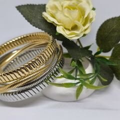 Çok Katmanlı,2renkli Metal Yılan Zinciri Tasarımlı bileklik