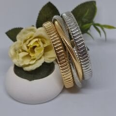 Çok Katmanlı,2renkli Metal Yılan Zinciri Tasarımlı bileklik