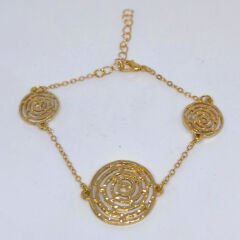 Şık Örümcek Ağı Kesimli Büyük ve Küçük Yuvarlak Halka Bağlantılı Bileklik