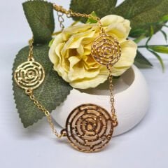 Şık Örümcek Ağı Kesimli Büyük ve Küçük Yuvarlak Halka Bağlantılı Bileklik