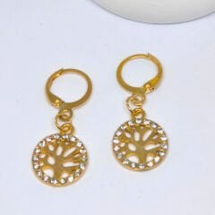 ELEGANT ZARİF  Tam Daireli Taşlı Hayat Ağacı Küpe